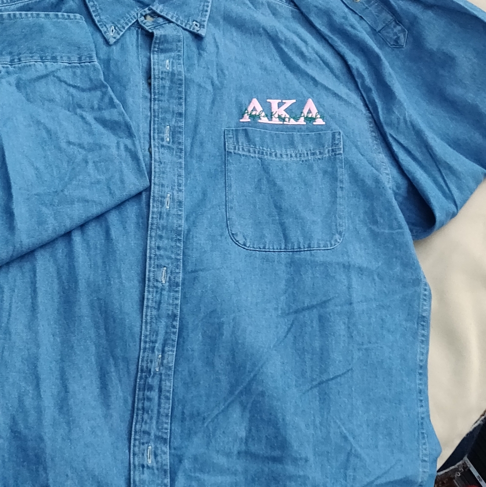 Alpha Kappa Alpha sorority denim shirt